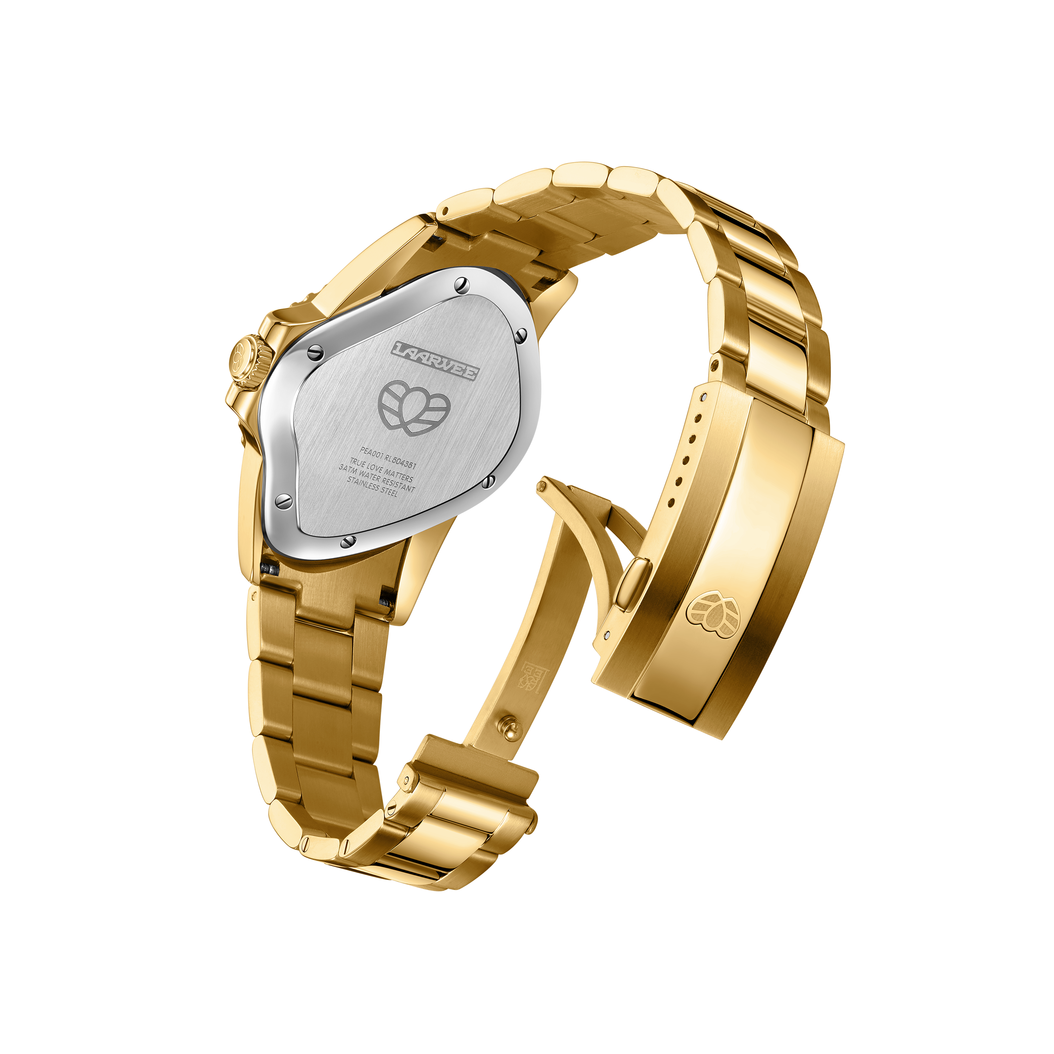 Exhibition case back of PEA001-GBLK revealing the Miyota automatic movement and unidirectional winding rotor