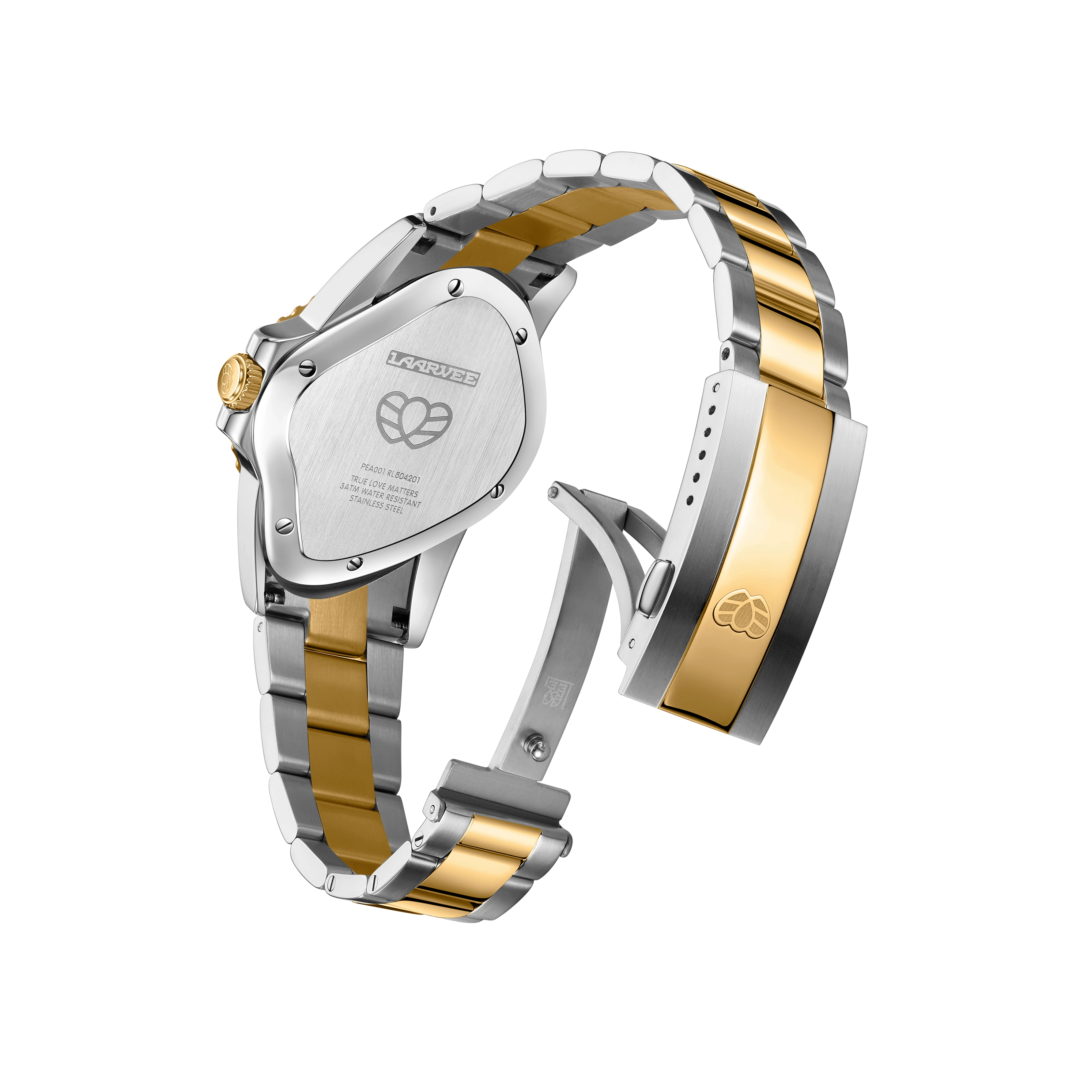 Exhibition back case revealing intricate movement in Laarvee PEA001-SGBLU men’s watch