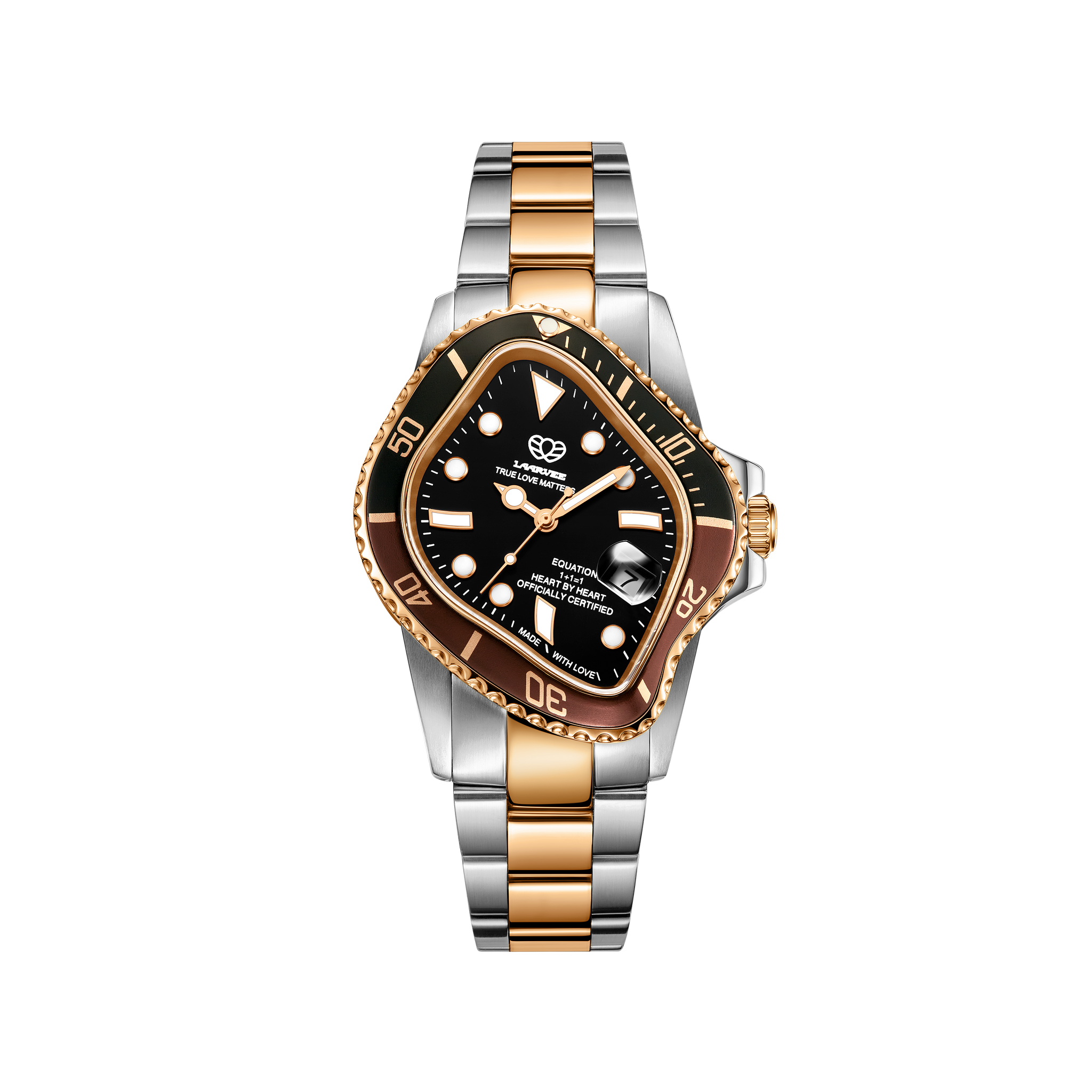 LAARVEE Rose & Dark Gold Dial Men's Watch - PEA001-SRGBLKBRN