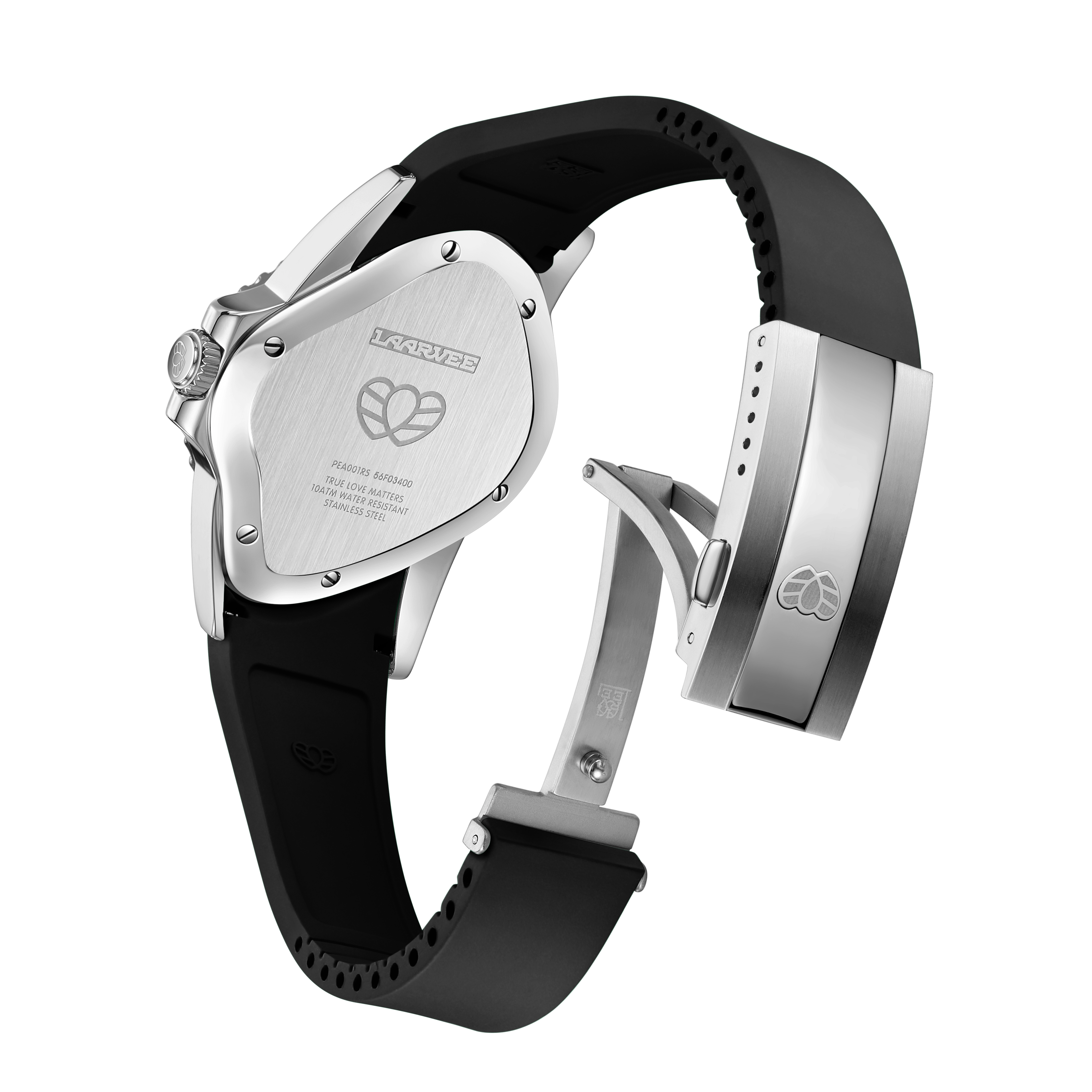 Full frontal product view of PEA001RS-SBLK automatic surrealist wristwatch