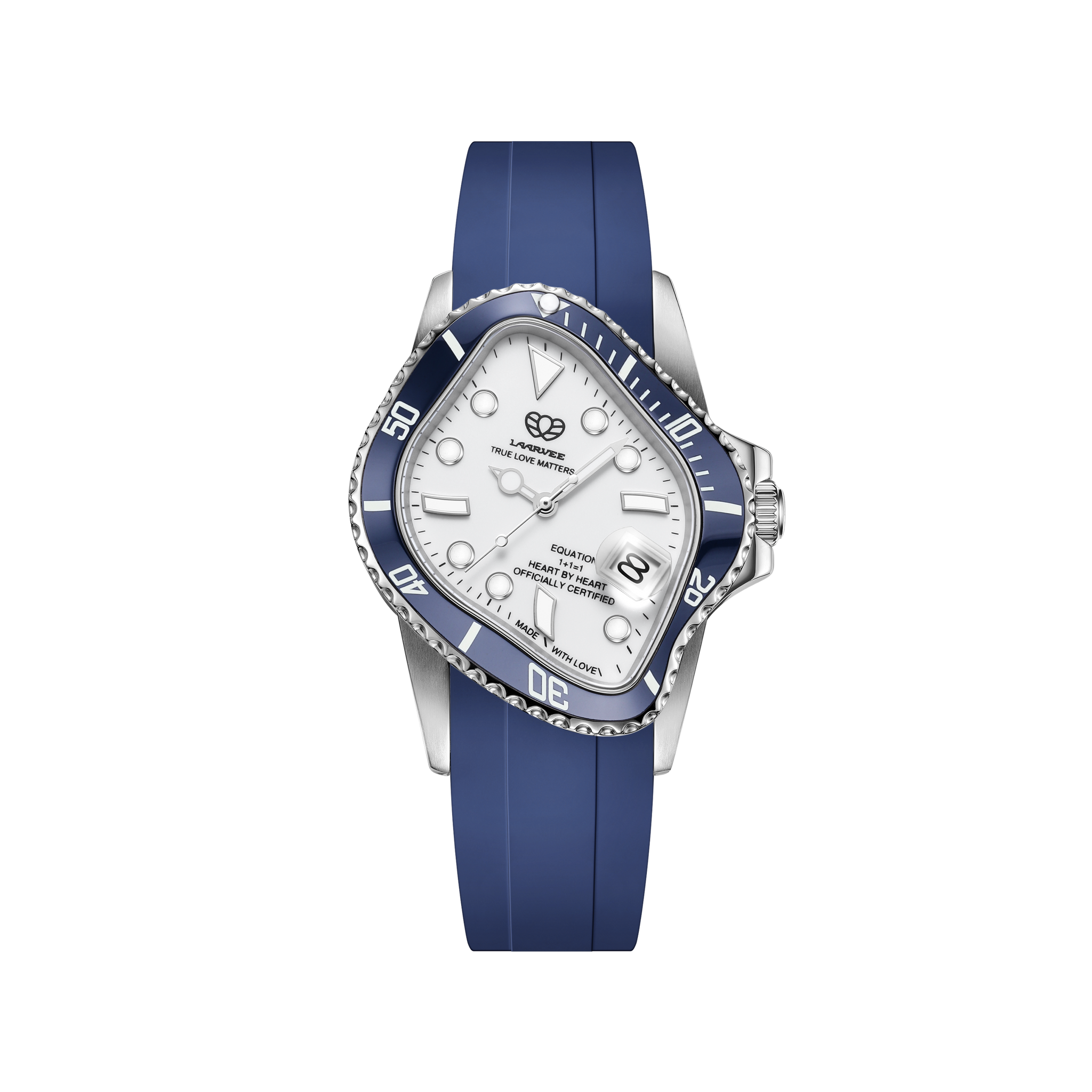 Laarvee PEA001RS White Dial Automatic Watch with Blue Bezel
