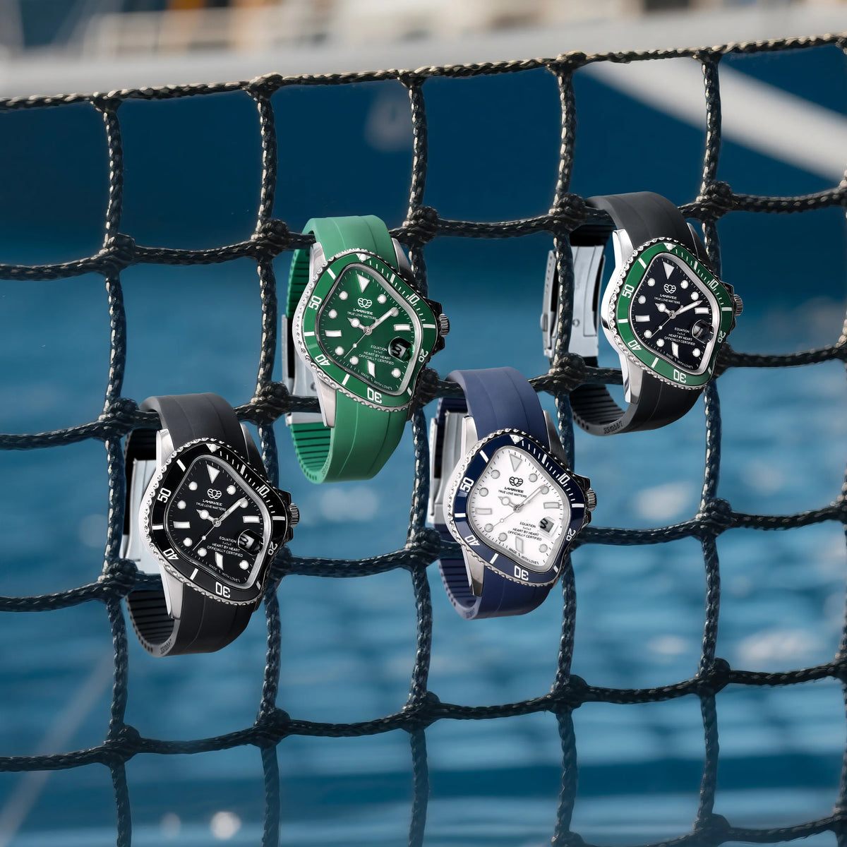 LARVEE ラーヴィ ゴールド ブルー ダイバーズウォッチ LAARVEE Automatic Men's Watch - PEA001-SGBLU