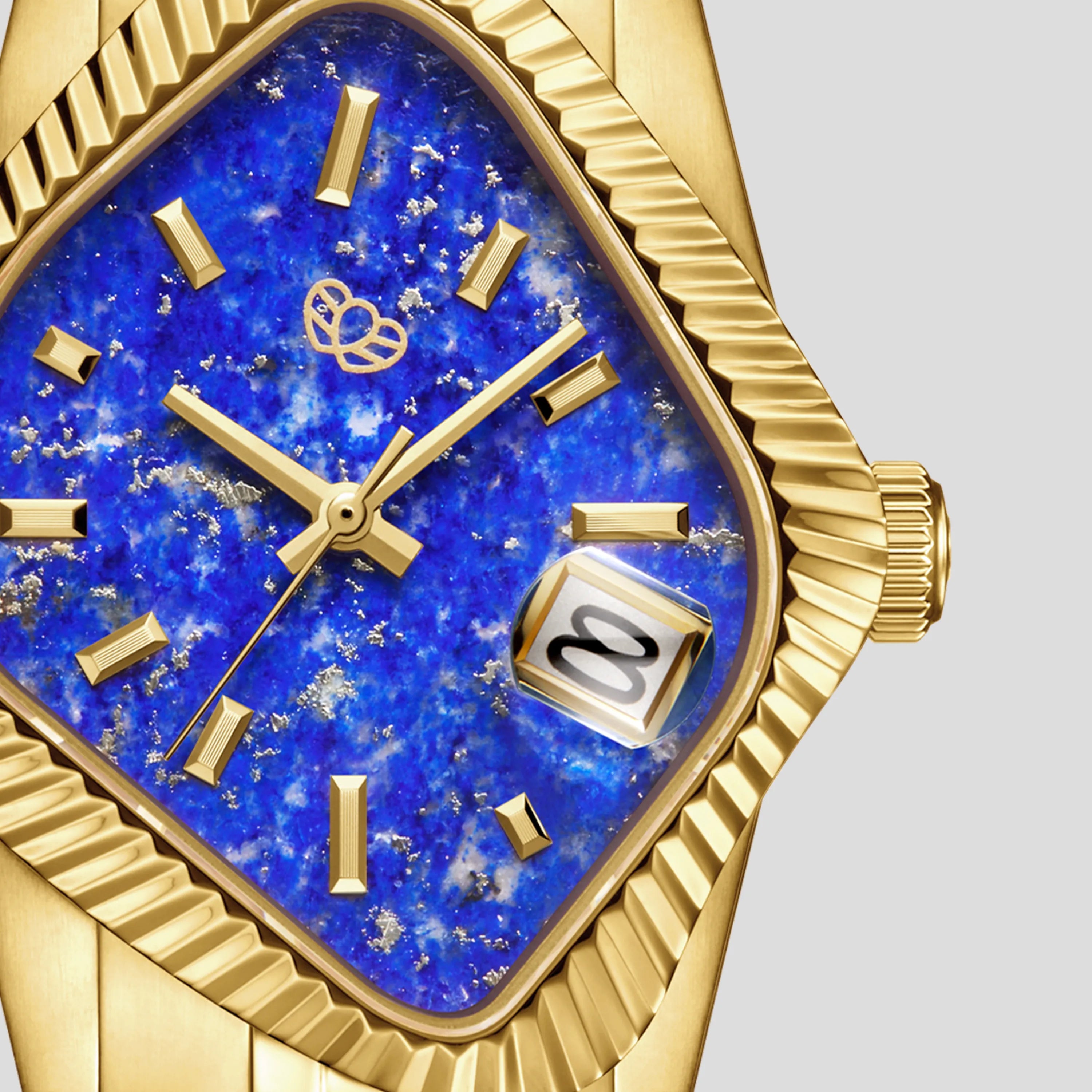 LAARVEE PEA003 Golden Lapis Lazuli Natural Stone Men's Watch
