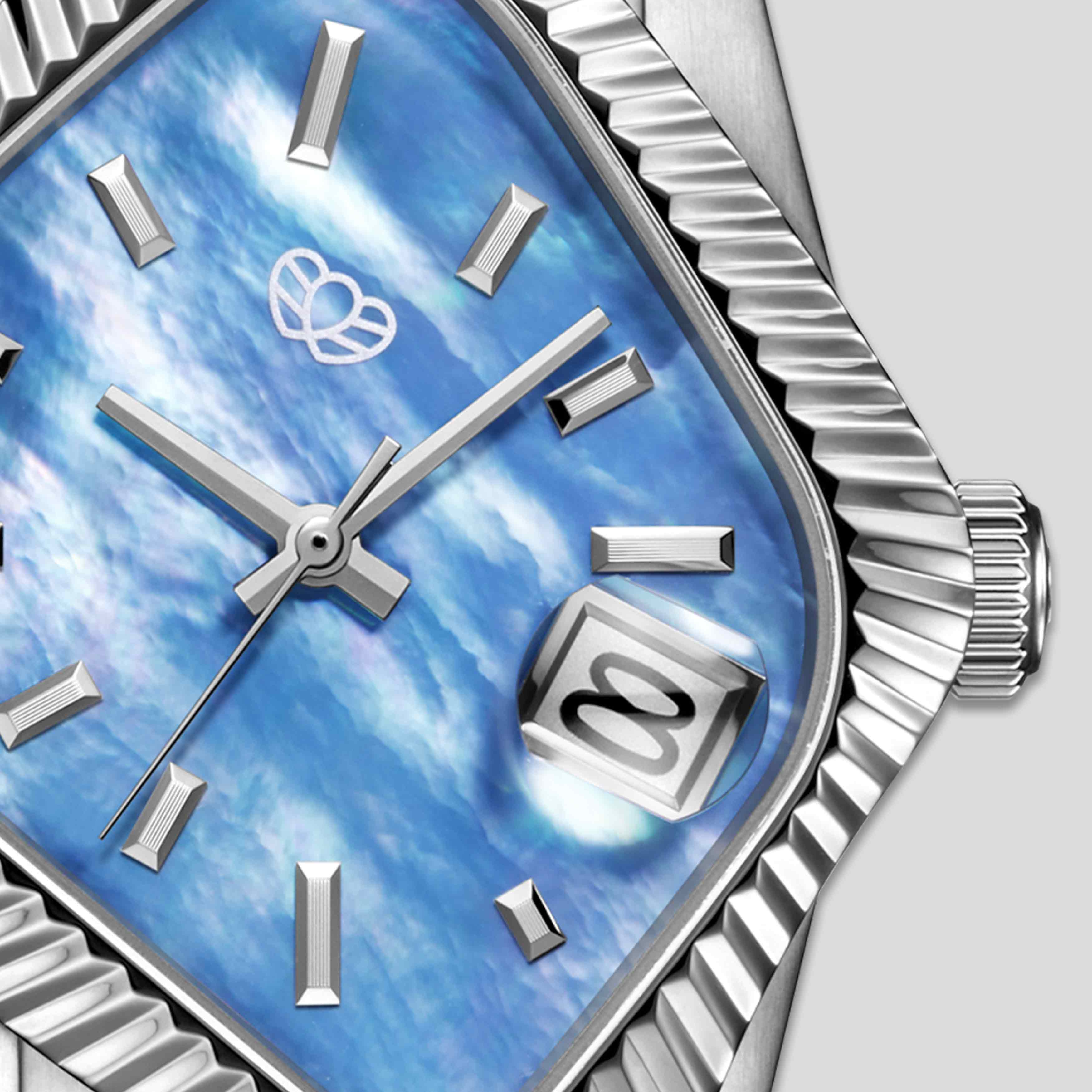 LAARVEE PEA003 Blue Mother-of-Pearl Automatic Men's Watch