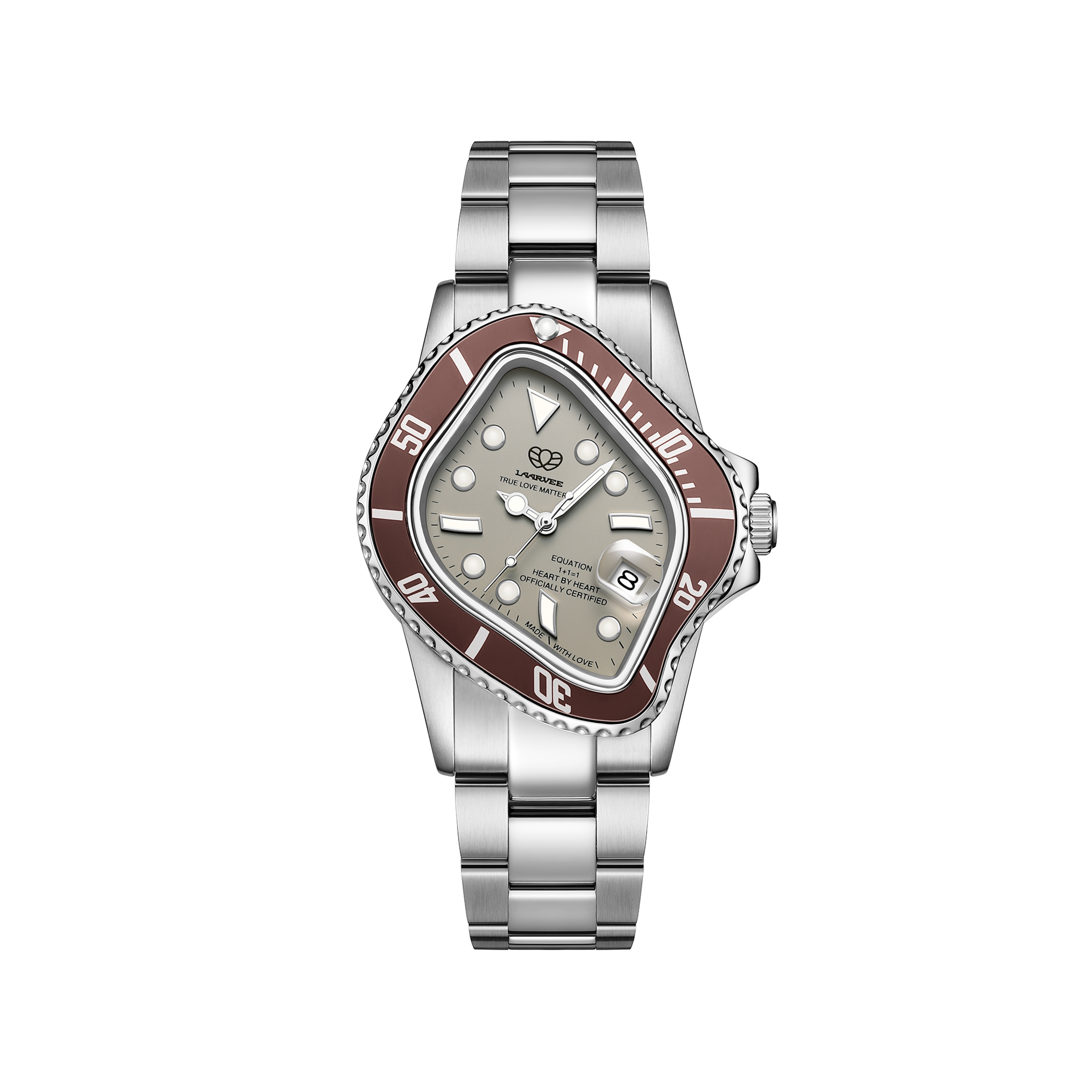 Laarvee PEA001-BRCRM Kith Exclusive men’s automatic watch front view with silver white bezel and dial
