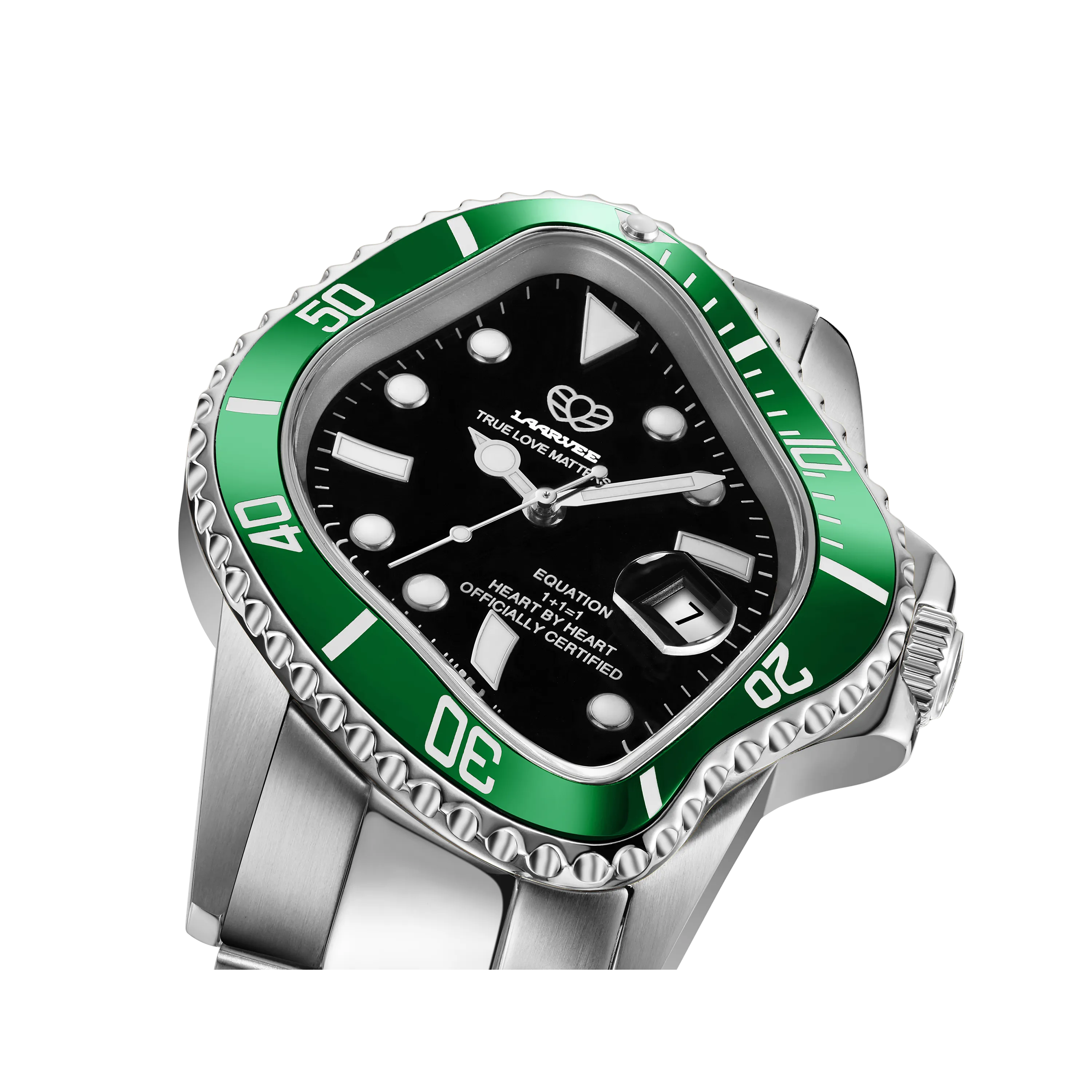 LAARVEE Modern Elegance Emerald Bezel Men's Watch - PEA001-SBLKGRN