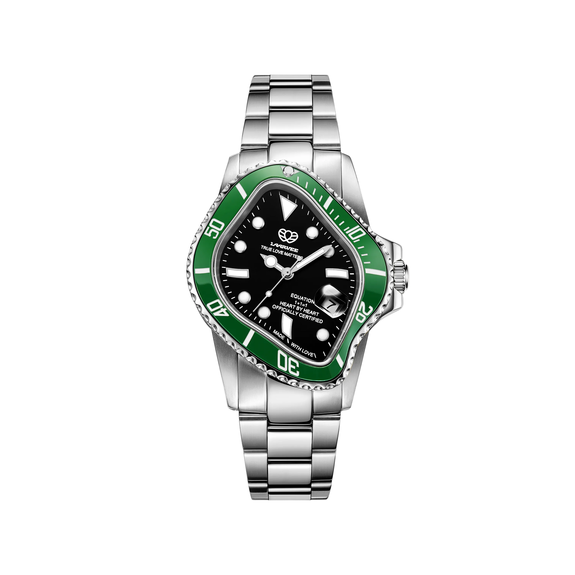 LAARVEE Modern Elegance Emerald Bezel Men's Watch - PEA001-SBLKGRN