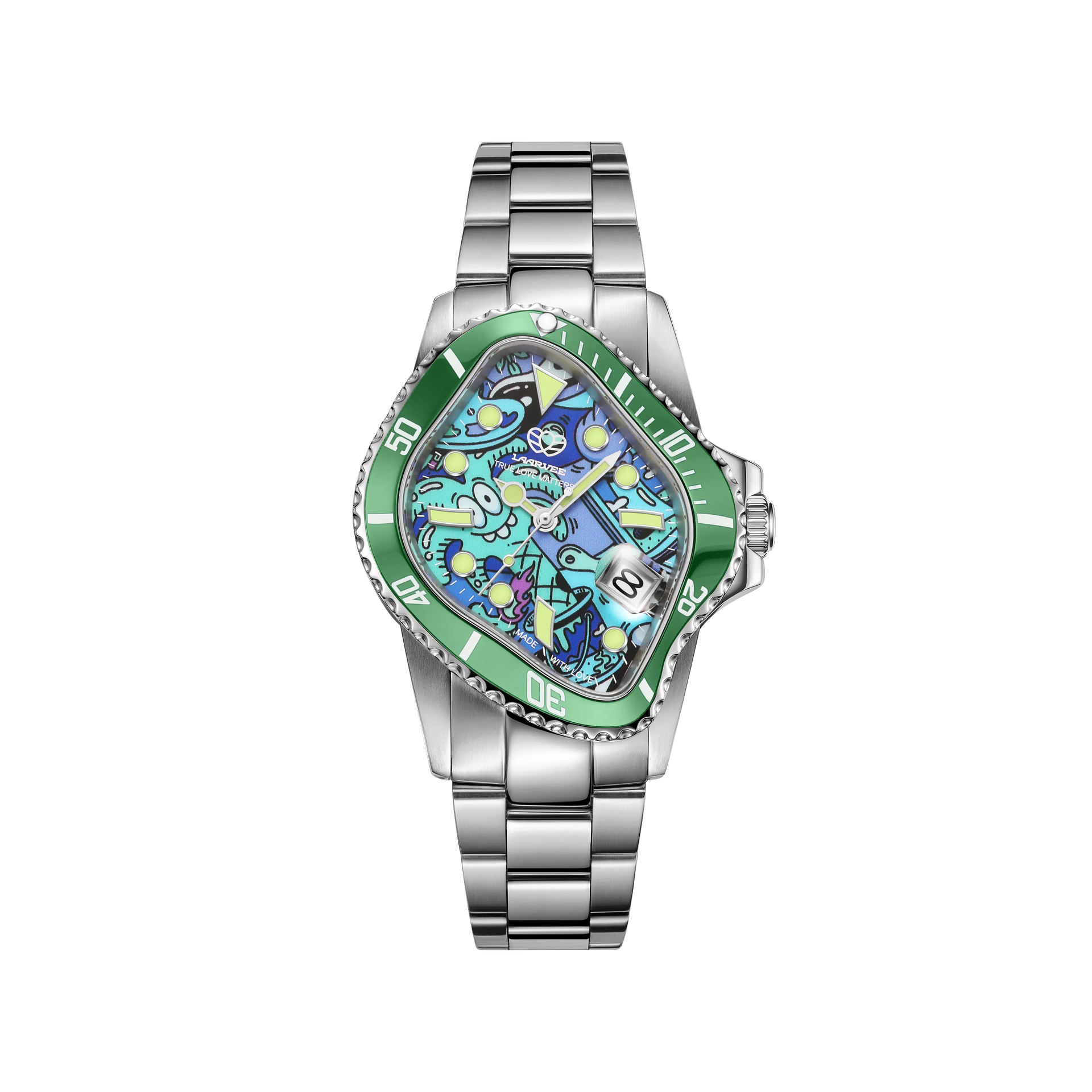 LAARVEE グリーン LAARVEE Luxury Gold & Green GMT Dual-Time Watch PEA001GMT