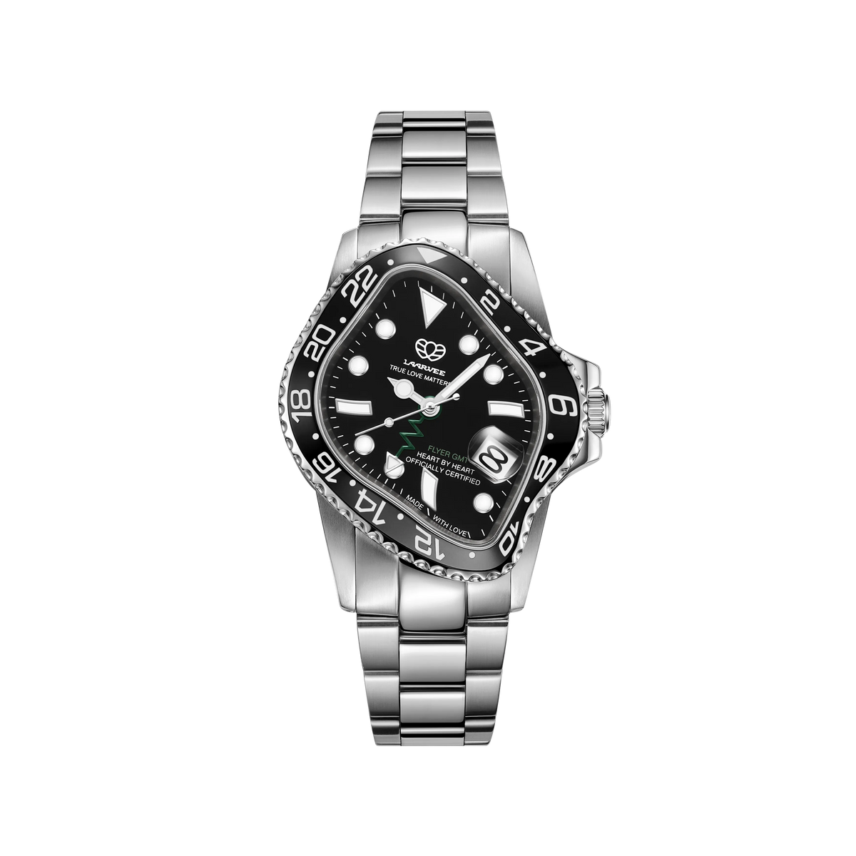 Laarvee PEA001GMT-SBLK Classic Black GMT Automatic Watch Laarvee PEA001GMT-SBLK Classic Black GMT Automatic Watch