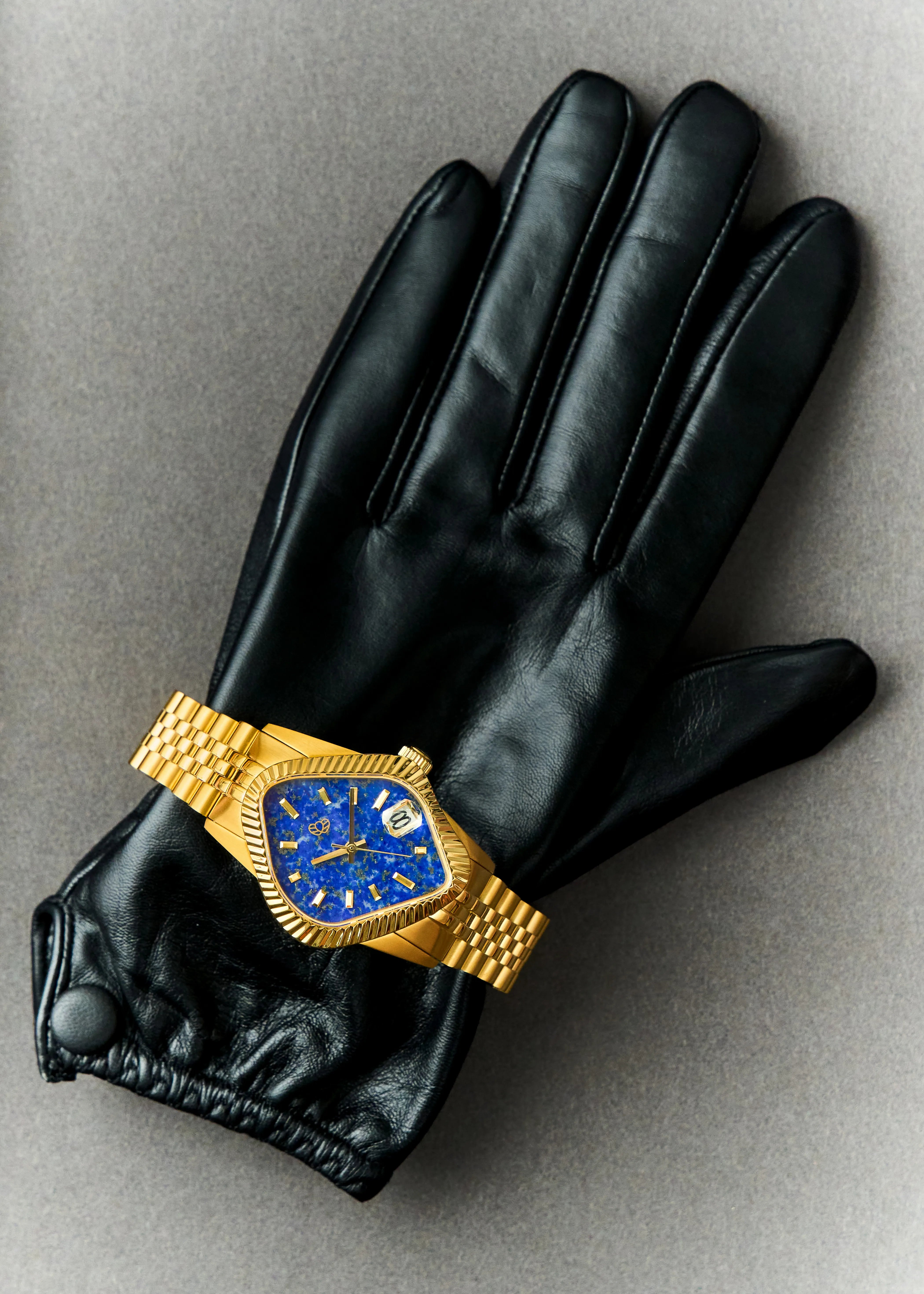 ワールドレップサービス　ラジウムプレート（クレストーン） LAARVEE PEA003 Golden Lapis Lazuli Natural Stone Men's Watch