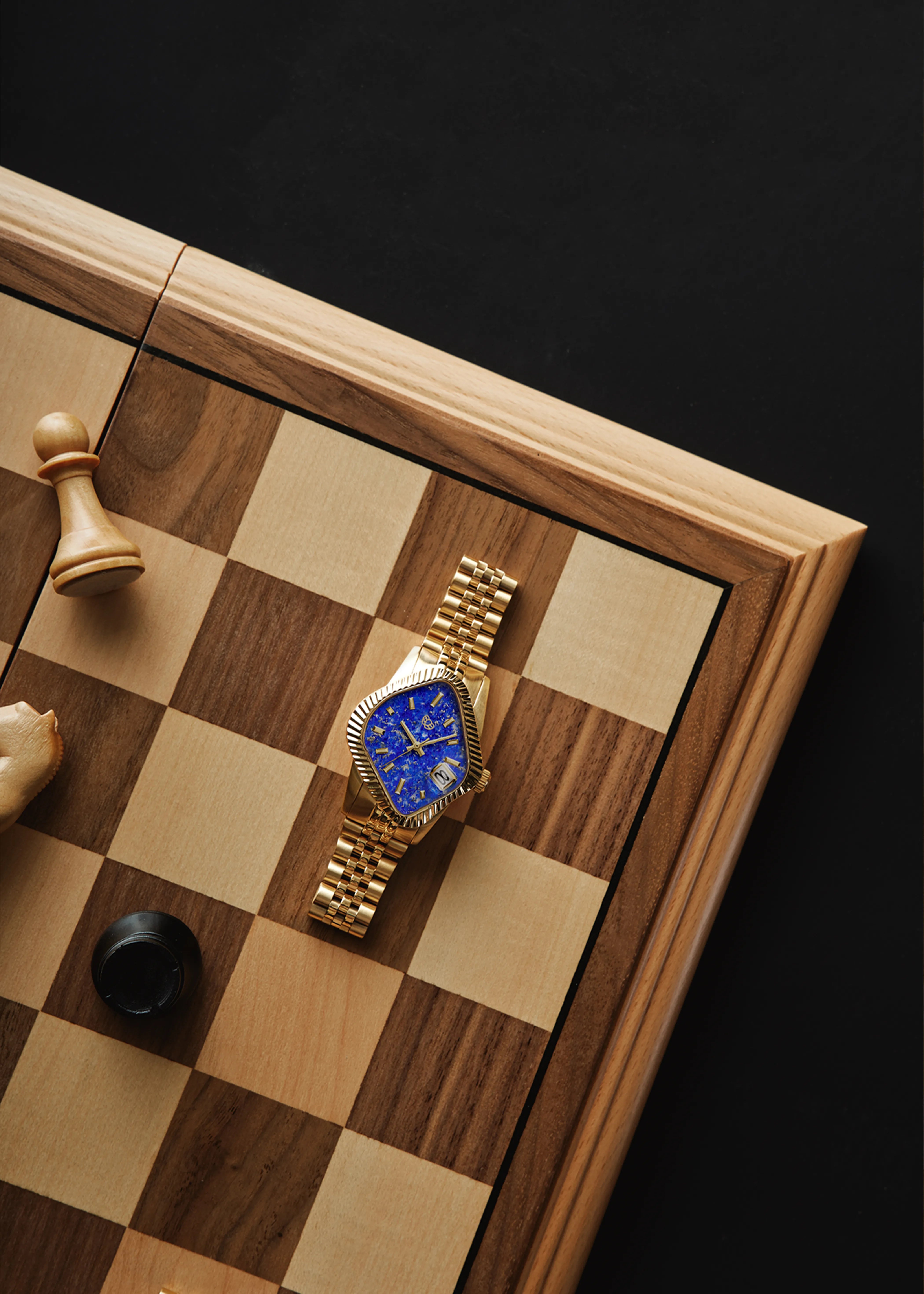 LAARVEE PEA003 Golden Lapis Lazuli Natural Stone Men's Watch
