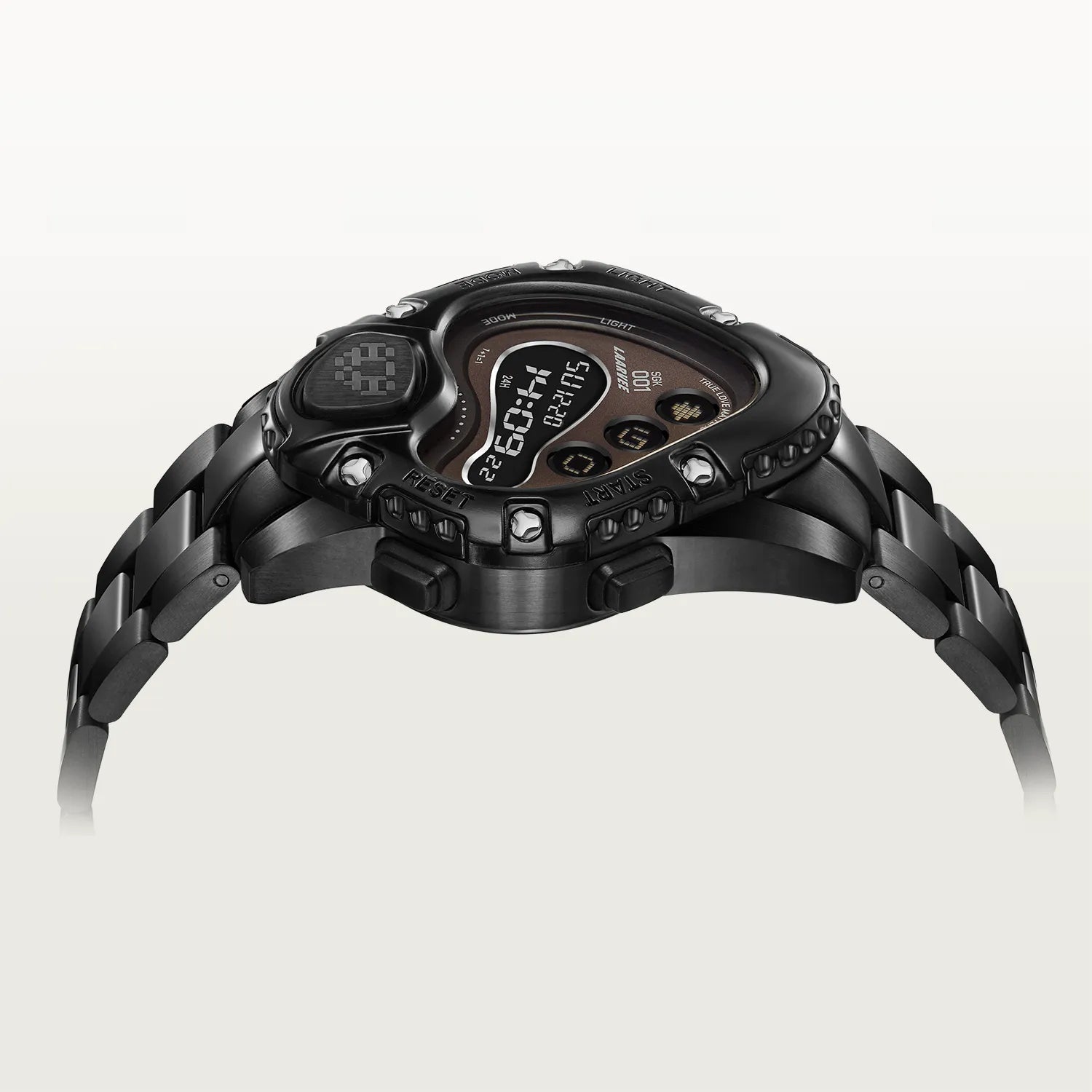 LAARVEE EL LCD Digital Watch SGK001R-BLKSVRBLK
